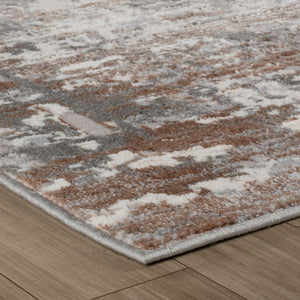 Homeroots 7' X 10' Gray And Brown Abstract Distressed Area Rug  Polyester 558954