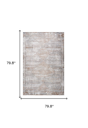 Homeroots 7' X 10' Gray And Brown Abstract Distressed Area Rug  Polyester 558954