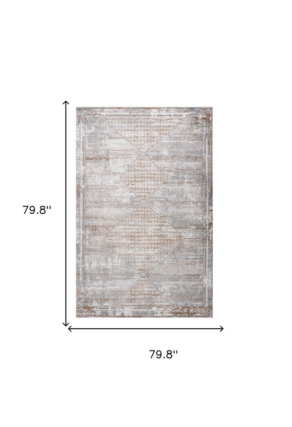 Homeroots 7' X 10' Gray And Brown Abstract Distressed Area Rug  Polyester 558954