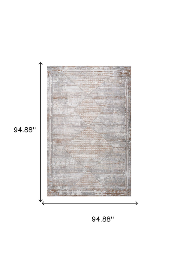 Homeroots 8' X 11' Gray And Brown Abstract Distressed Area Rug  Polyester 558955