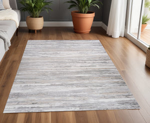 Homeroots 4' X 6' Gray And Beige Abstract Distressed Area Rug  Polyester 558956