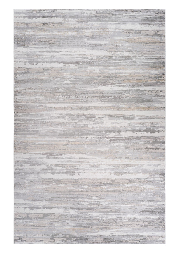 Homeroots 5' X 8' Beige And Gray Abstract Worn Faded Area Rug  Polyester 558957