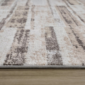 HomeRoots 5' Beige and Brown Abstract Distressed Area Rug - Modern Style, Stain-Resistant, Durable Design for Any Room 8' X 11' 558963