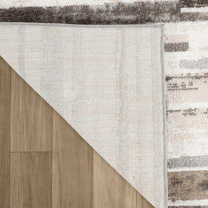 HomeRoots 5' Beige and Brown Abstract Distressed Area Rug - Modern Style, Stain-Resistant, Durable Design for Any Room 8' X 11' 558963