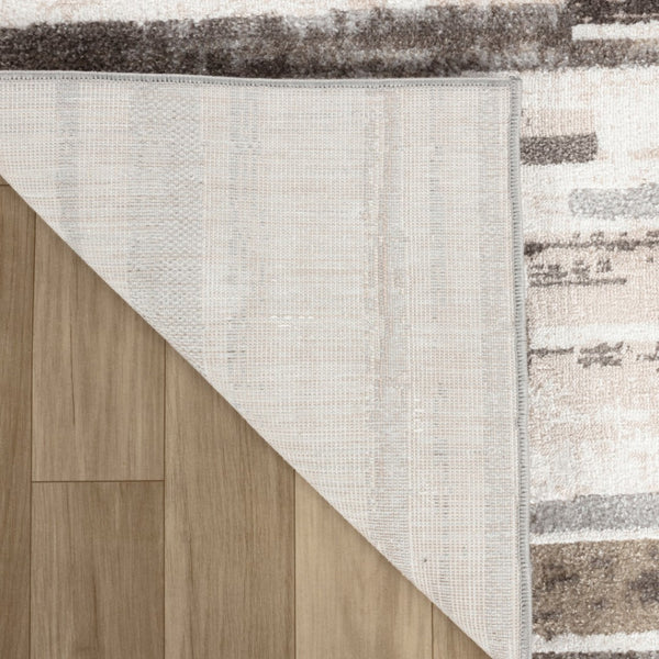 HomeRoots 5' Beige and Brown Abstract Distressed Area Rug - Modern Style, Stain-Resistant, Durable Design for Any Room 8' X 11' 558963