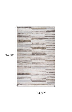 HomeRoots 5' Beige and Brown Abstract Distressed Area Rug - Modern Style, Stain-Resistant, Durable Design for Any Room 8' X 11' 558963