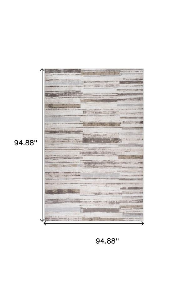 HomeRoots 5' Beige and Brown Abstract Distressed Area Rug - Modern Style, Stain-Resistant, Durable Design for Any Room 8' X 11' 558963