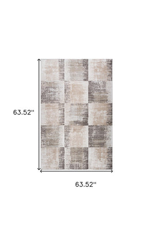 HomeRoots 5' Abstract Distressed Area Rug in Beige and Brown – Modern, Durable Design for Every Space 5' X 8' 558965