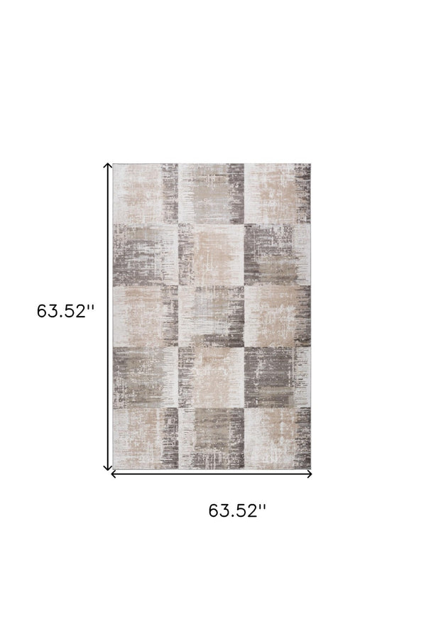 HomeRoots 5' Abstract Distressed Area Rug in Beige and Brown – Modern, Durable Design for Every Space 5' X 8' 558965
