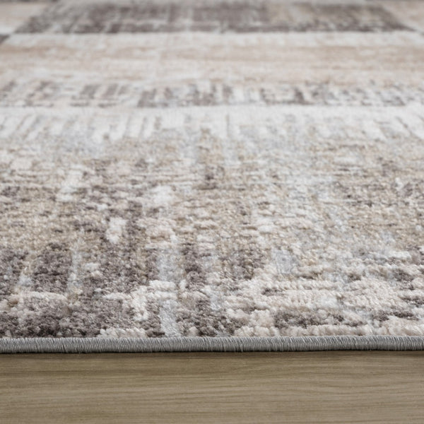 HomeRoots 5' Abstract Distressed Area Rug in Beige and Brown – Modern, Durable Design for Every Space 5' X 8' 558965