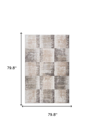 HomeRoots 5' Abstract Distressed Area Rug in Beige and Brown – Modern, Durable Design for Every Space 7' X 10' 558966