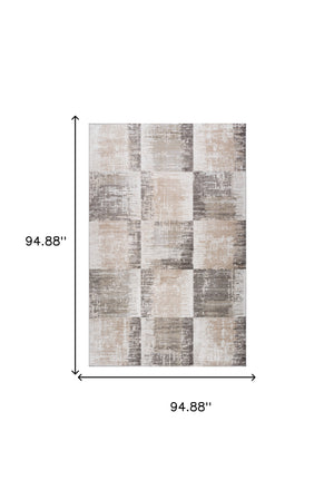 Homeroots 8' X 11' Beige And Brown Abstract Distressed Area Rug  Polyester 558967