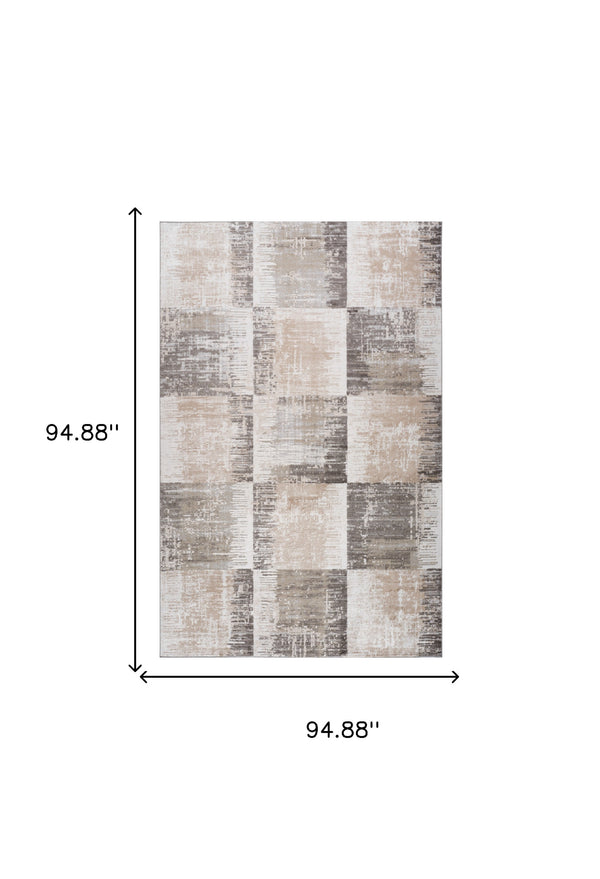 Homeroots 8' X 11' Beige And Brown Abstract Distressed Area Rug  Polyester 558967