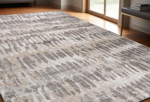 Homeroots 5' X 8' Beige And Brown Abstract Distressed Area Rug  Polyester 558969