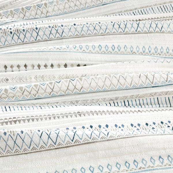 English Elm 3 Printed Microfiber Seersucker Quilt Set Reversible Diamond Channel Quilting Antimicrobial Full/Queen Taupe+Blue 17.72 L x 15.35 W x 6.69 H B03597654