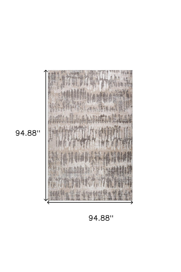 HomeRoots 5' Abstract Distressed Area Rug in Beige and Brown – Modern Style, Stain-Resistant, Easy Care Elegance 8' X 11' 558971