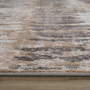 HomeRoots 5' Abstract Distressed Area Rug in Beige and Brown – Modern Style, Stain-Resistant, Easy Care Elegance 8' X 11' 558971