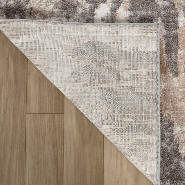 HomeRoots 5' Abstract Distressed Area Rug in Beige and Brown – Modern Style, Stain-Resistant, Easy Care Elegance 8' X 11' 558971