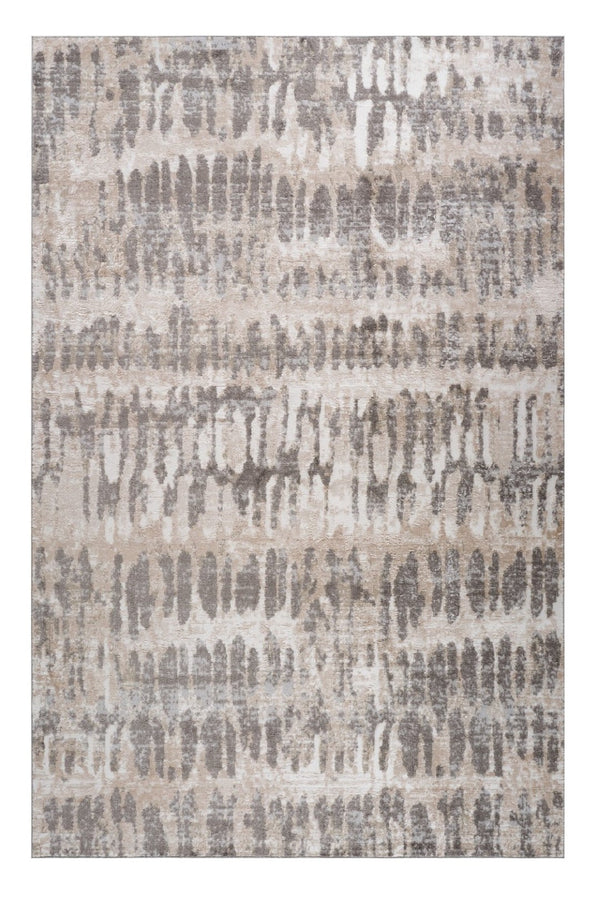 HomeRoots 5' Abstract Distressed Area Rug in Beige and Brown – Modern Style, Stain-Resistant, Easy Care Elegance 8' X 11' 558971