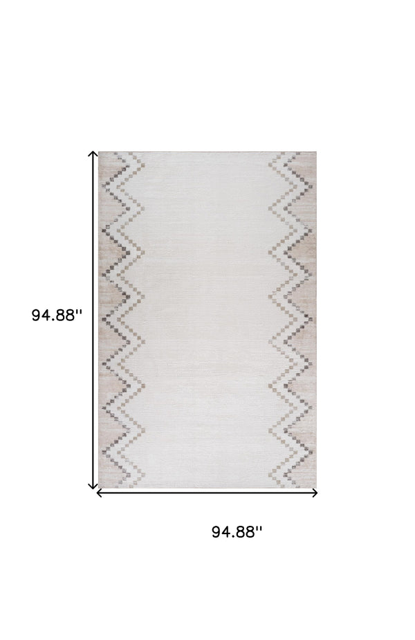 Homeroots 8' X 11' Beige And Brown Abstract Distressed Area Rug  Polyester 558975