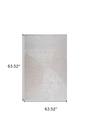 Homeroots 5' X 8' Cream And Beige Abstract Non Skid Area Rug  Polyester 558977