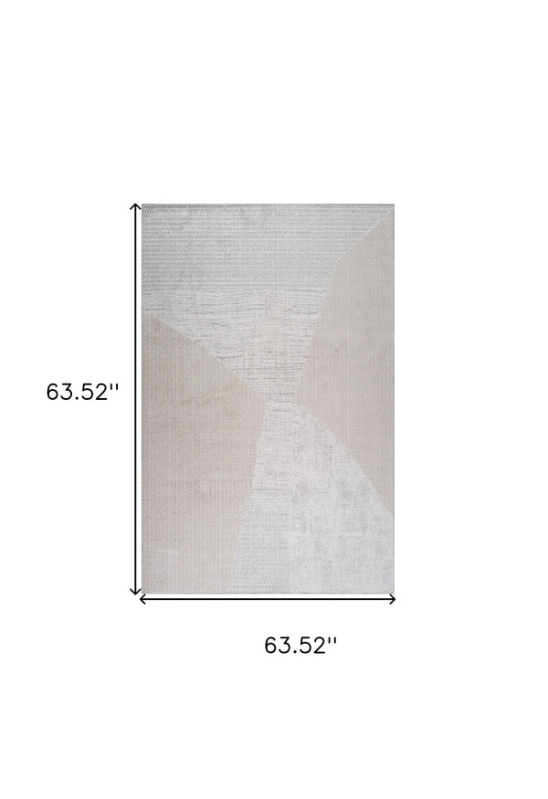 Homeroots 5' X 8' Cream And Beige Abstract Non Skid Area Rug  Polyester 558977