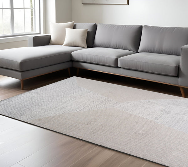 Homeroots 8' X 11' Cream And Beige Abstract Non Skid Area Rug  Polyester 558979