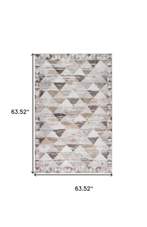 Homeroots 5' X 8' Beige And Brown Abstract Distressed Area Rug  Polyester 558981