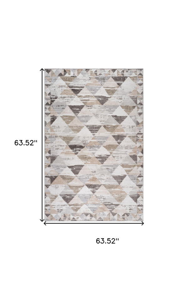 Homeroots 5' X 8' Beige And Brown Abstract Distressed Area Rug  Polyester 558981