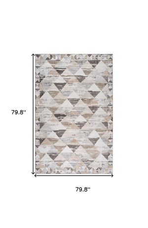Homeroots 7' X 10' Beige And Brown Abstract Distressed Area Rug  Polyester 558982