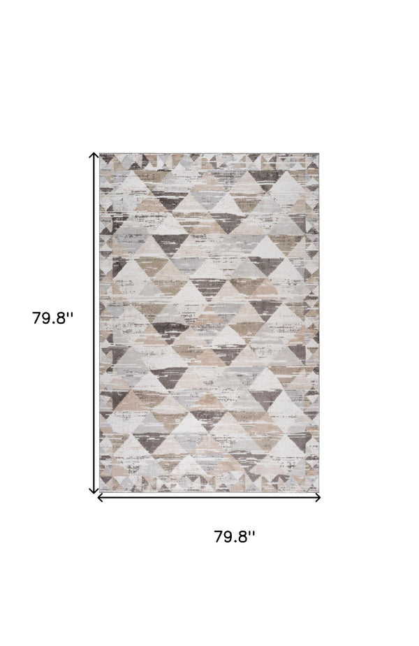 Homeroots 7' X 10' Beige And Brown Abstract Distressed Area Rug  Polyester 558982