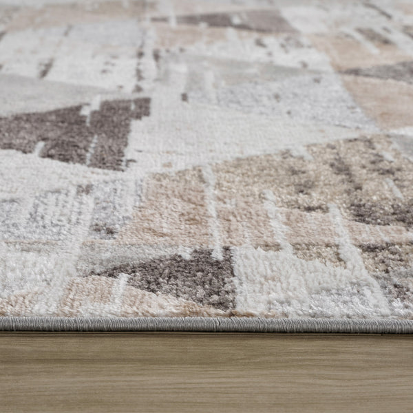 Homeroots 8' X 11' Beige And Brown Abstract Distressed Area Rug  Polyester 558983