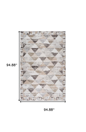Homeroots 8' X 11' Beige And Brown Abstract Distressed Area Rug  Polyester 558983