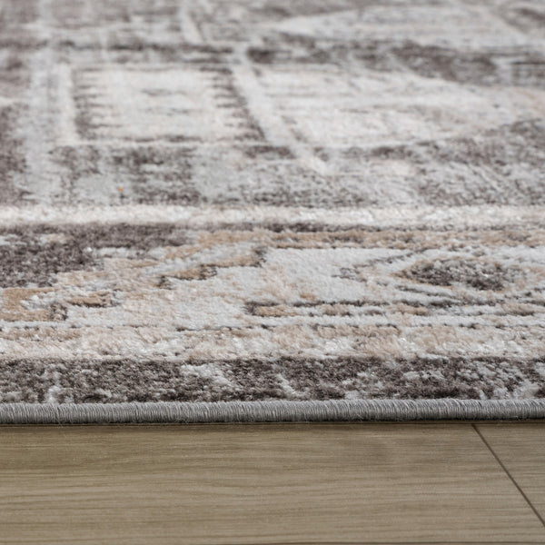 Homeroots 8' X 11' Beige And Brown Abstract Distressed Area Rug  Polyester 558987