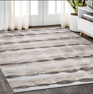 Homeroots 5' X 8' Beige And Brown Abstract Distressed Area Rug  Polyester 558989