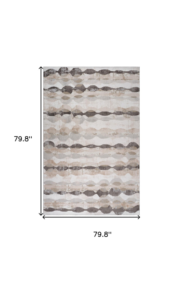 Homeroots 7' X 10' Beige And Brown Abstract Distressed Area Rug  Polyester 558990