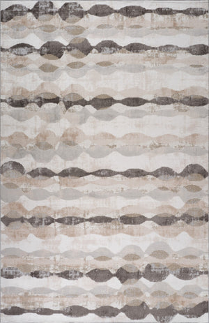 HomeRoots 5' Beige and Brown Abstract Distressed Area Rug - Stylish, Stain-Resistant, and Easy to Maintain 8' X 11' 558991