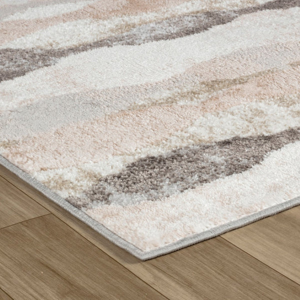 HomeRoots 5' Beige and Brown Abstract Distressed Area Rug - Stylish, Stain-Resistant, and Easy to Maintain 8' X 11' 558991