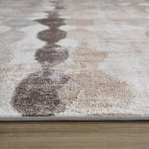 HomeRoots 5' Beige and Brown Abstract Distressed Area Rug - Stylish, Stain-Resistant, and Easy to Maintain 8' X 11' 558991