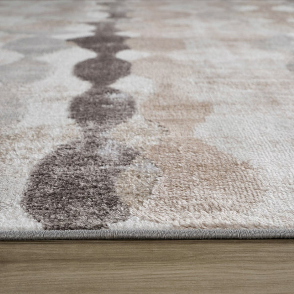 HomeRoots 5' Beige and Brown Abstract Distressed Area Rug - Stylish, Stain-Resistant, and Easy to Maintain 8' X 11' 558991