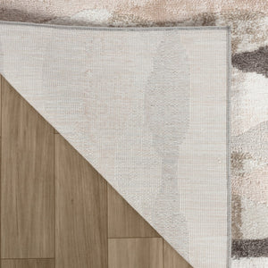 HomeRoots 5' Beige and Brown Abstract Distressed Area Rug - Stylish, Stain-Resistant, and Easy to Maintain 8' X 11' 558991