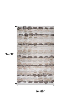 HomeRoots 5' Beige and Brown Abstract Distressed Area Rug - Stylish, Stain-Resistant, and Easy to Maintain 8' X 11' 558991