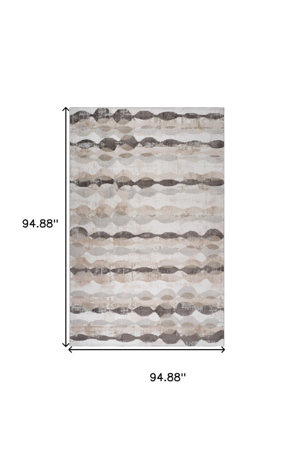 HomeRoots 5' Beige and Brown Abstract Distressed Area Rug - Stylish, Stain-Resistant, and Easy to Maintain 8' X 11' 558991