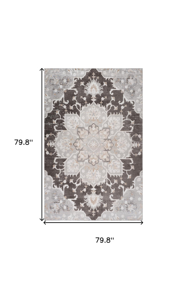 Homeroots 7' X 10' Gray And Brown Southwestern Distressed Area Rug  Polyester 558994