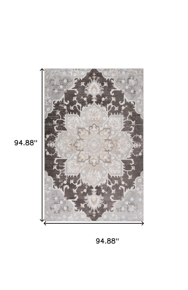 Homeroots 8' X 11' Gray And Brown Southwestern Distressed Area Rug  Polyester 558995