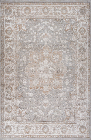Homeroots 5' X 8' Beige And Gray Oriental Distressed Area Rug  Polyester 558997