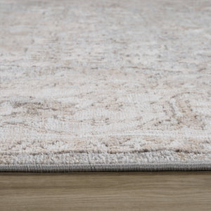 Homeroots 7' X 10' Beige And Gray Oriental Distressed Area Rug  Polyester 558998