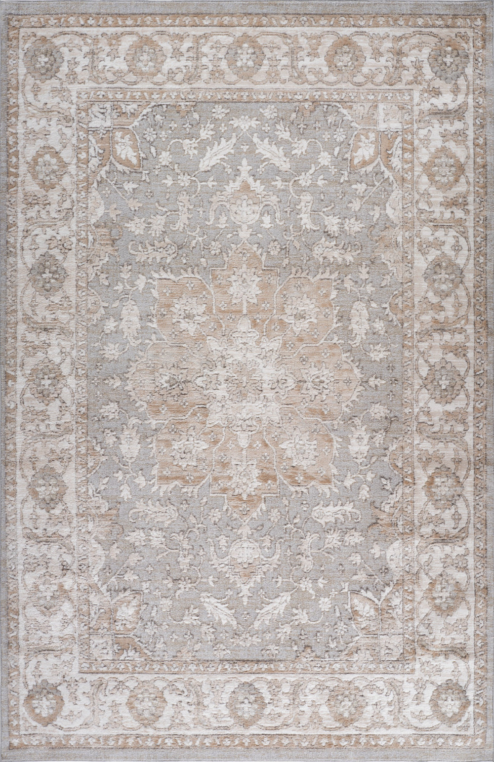 Homeroots 8' X 11' Beige And Gray Oriental Distressed Area Rug  Polyester 558999