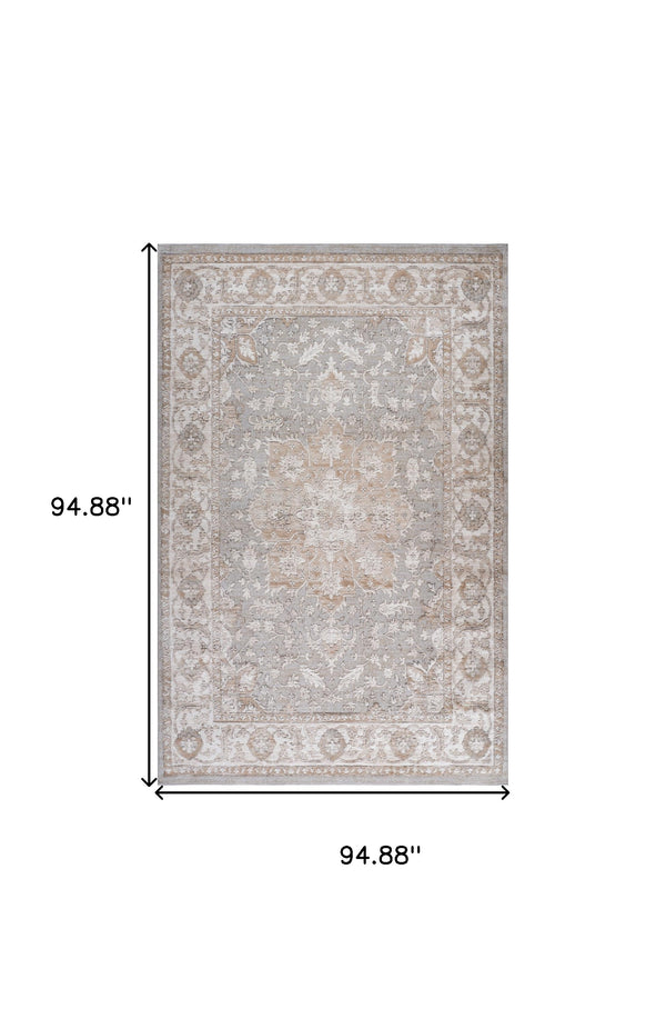 Homeroots 8' X 11' Beige And Gray Oriental Distressed Area Rug  Polyester 558999