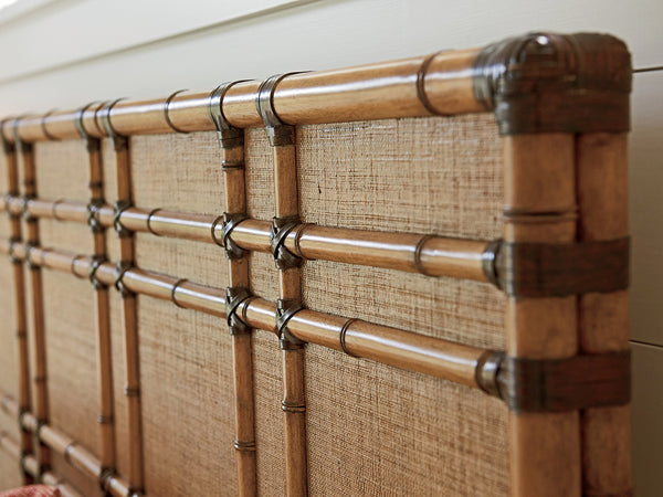Lexington Tommy Bahama Home Coco Bay Panel Headboard - Experience Casual Elegance With Woven Raffia And Bamboo Carvings Design Bermuda Sands  558-134hb